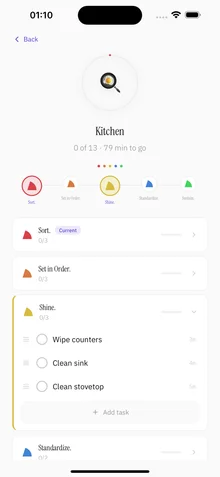 Room detail with task phases